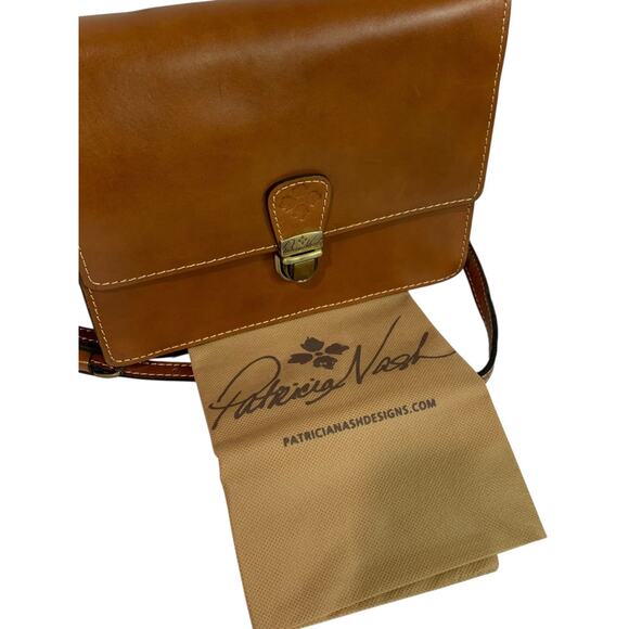Patricia Nash Leather Crossbody Bag Brown Flap Organizer Vintage Style Purse - Picture 9 of 13